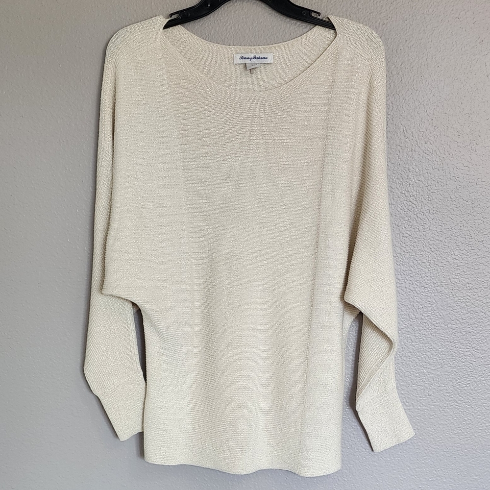 TOMMY BAHAMA METALLIC BEIGE SWEATER TOP/ SIZE S/P